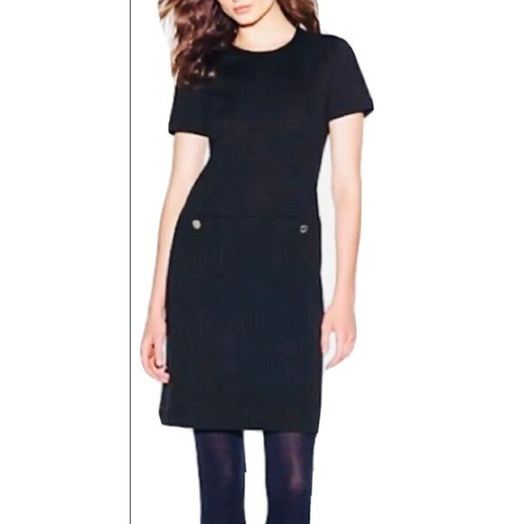 Tory Burch Black Tweed Short Sleeve Fully Lined Dress Women's Size 8US - Picture 1 of 10